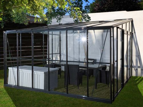Serre en verre trempé Solarium 11,85 m² + base - Chalet et Jardin