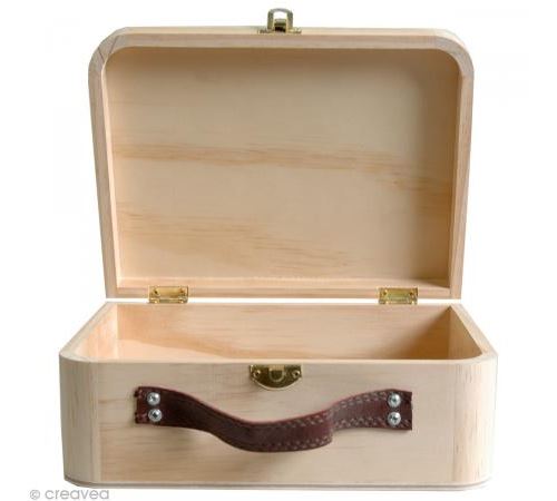 Boîte ronde en bois - décor peint à la main - Ma valise en carton