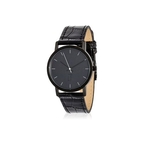 Montre Mixte La Trotteuse Cadran 34 mm En Acier Noir Et Bracelet Noir En Cuir LT017