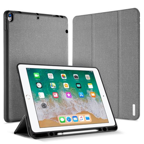 Etui en PU tissu tri-pli intelligent gris pour votre Apple iPad Pro 12.9 (2017)