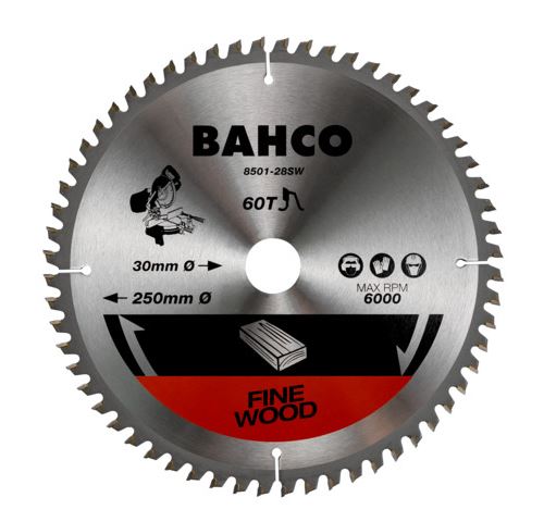 Bahco - Lame de scie circulaire Ø 250 x 30 mm 60 dents pour bois - 8501-28SW