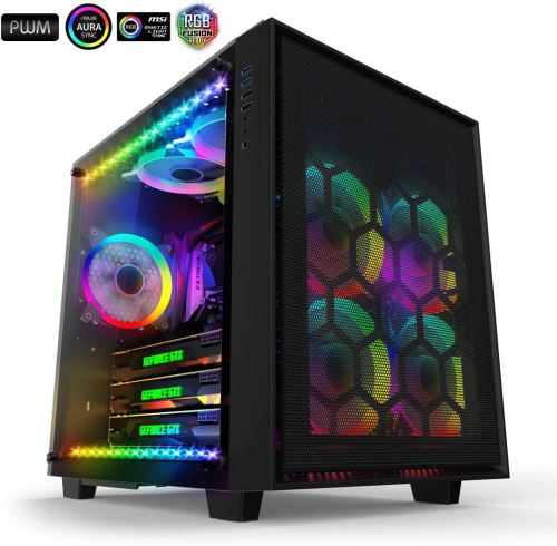 anidees Panneau avant maillé AI Crystal Cube AR V3 Coque en verre trempé à EATX / ATX Boîtier pour PC, avec 5 ventilateurs PWM RGB / 2 bandes de LED - Noir