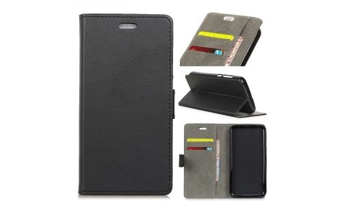Etui type portefeuille noir Wiko Lenny-4 avec rabat latéral fonction stand