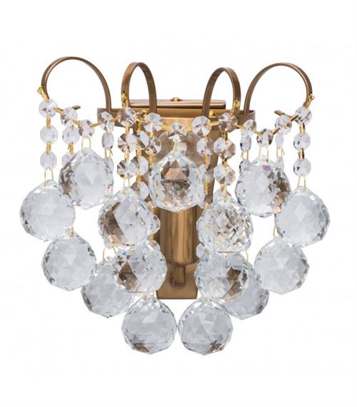 Applique murale laiton Crystal 1 ampoule 15 Cm