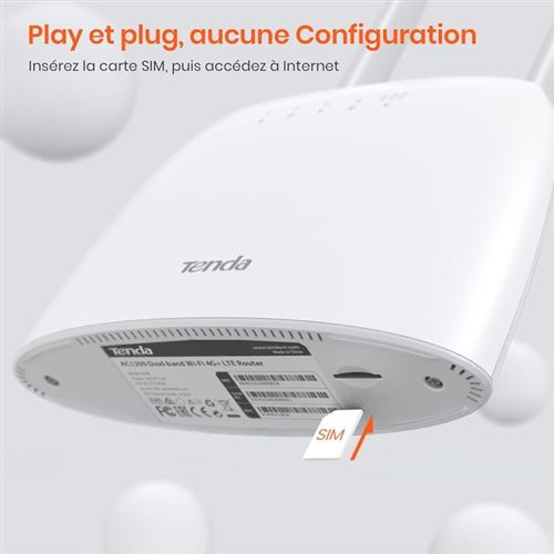 Routeur sans fil Wifi Bi-bande Tenda 4G09 Blanc