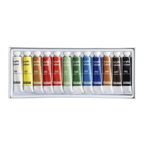 Panduro coffret de peinture initiation - acrylique - 12 couleurs 180000