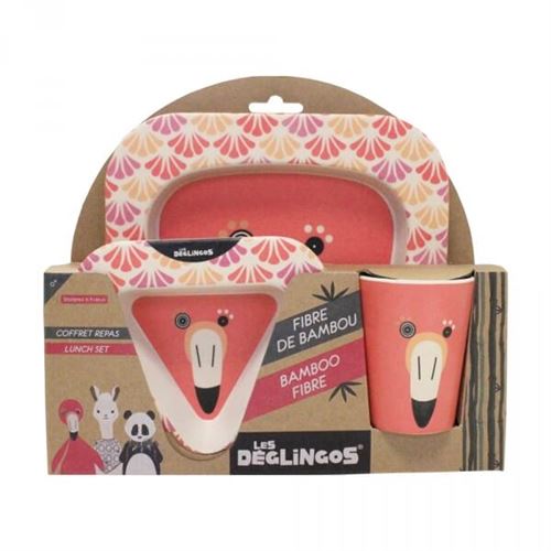 Coffret repas Bambou Flamingos le Flamant rose Les Déglingos