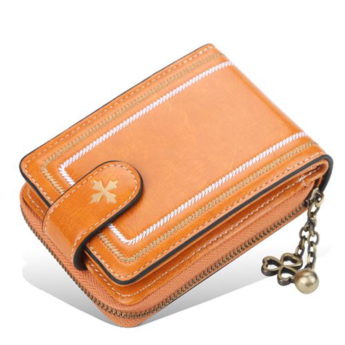 Portefeuille en cuir PU souple porte-monnaie pour femme jaune taille 12*8.5*3cm