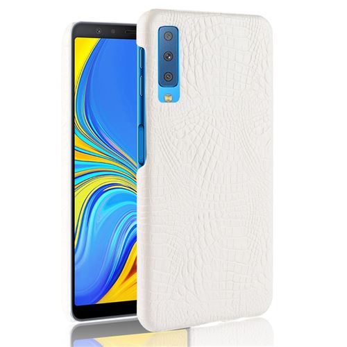 Etui en PU crocodile enduit blanc pour votre Samsung Galaxy A7 (2018)