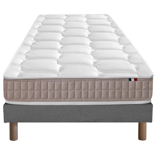 Ensemble matelas 100% latex5 zones sommier gris 80x200