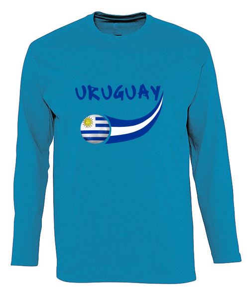 Supportershop Uruguay T-Shirt manches longues Adulte Aqua, Bleu Aqua, FR : XL (Taille Fabricant : XL)