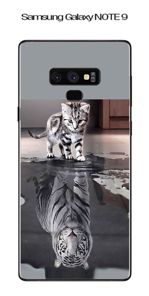Coque Samsung Galaxy Note 9 design Chat Tigre Blanc