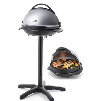 Senya Barbecue Électrique 2 en 1 sur Pied et sur Table, Surface de Cuisson 40 cm, Plaque en Fonte d’aluminium, Couvercle Détachable, 2200W - 1