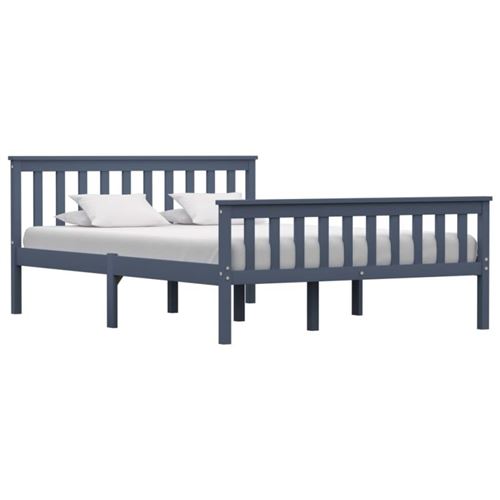 vidaXL Cadre de lit Gris Bois de pin massif 140 x 200 cm