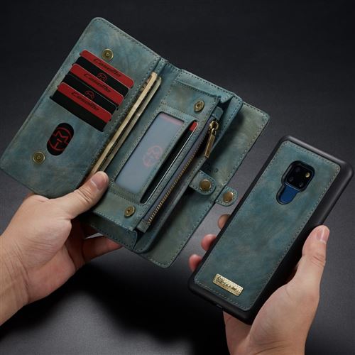 Etui en PU fermeture à glissière multifonctionnelle 2 en 1 avec fermeture divisée bleu pour votre Huawei Mate 20