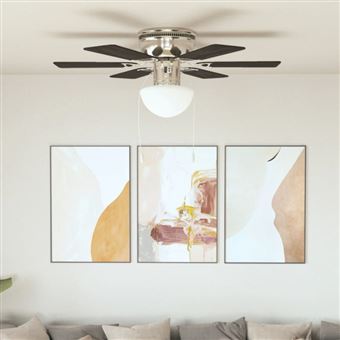 Vidaxl Ventilateur De Plafond Orne Avec Lumiere 82 Cm Marron Fonce