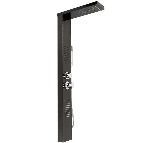 Colonne de Douche Pas Cher Hydro-massante Noir en Acier Inox 4 Fondation de Douche 15 x 47 x 130 cm (I x P x H)