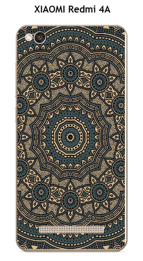 Coque XIAOMI Redmi 4A design Mandala rosace bicolore Gris & Or