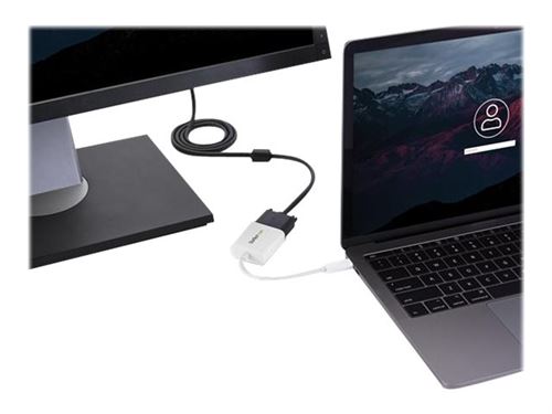 Startech.com Blanc Adaptateur Vidéo Usb-C Vers Vga - Convertisseur Usb Type-C Vers Hd15 - M/F - 1920X1200 / 1080P - (Cdp2vgaw) - Adaptateur Usb / Vga - 24 Pin Usb-C (M) Pour Hd-15 (Vga) (F) - Usb 3.1 Gen 1 / Thunderbolt 3 - 17.5 M - Alimentation Usb, Sup - Image 1