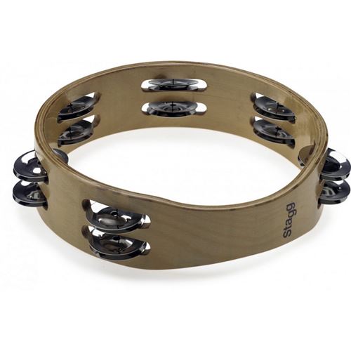 Tambourin bois 08 2 rangées de cymbalettes Stagg