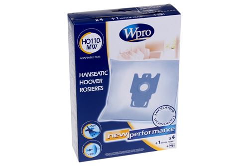 Wpro HO110-MW 4 Sacs aspirateurs, filtre moteur Hoover