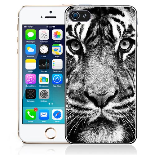Coque pour iPhone 5C tigre noir et blanc