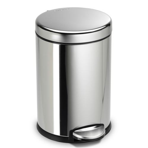 simplehuman Poubelle Ronde À Pédale en Acier Poli 4.5L