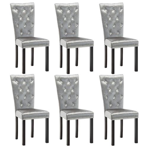 vidaXL Eetkamerstoelen 6 st fluweel zilverkleurig
