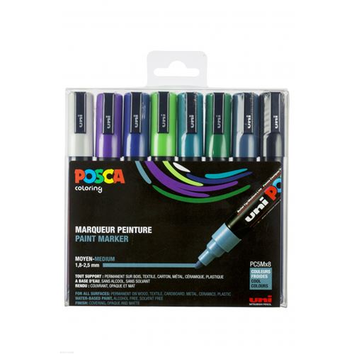 Marqueur à pigment PC 5M étui de 8 couleurs froides - vue 2