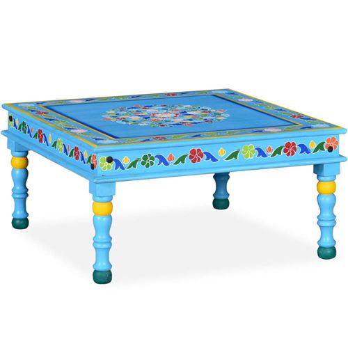 vidaXL Salontafel handgeschilderd massief mangohout turquoise