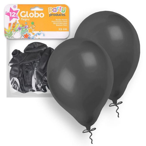 Pack 12 ballons noir 23 cm