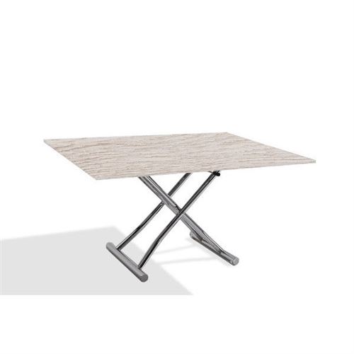 Table basse compacte HIGH and LOW relevable extensible finition vintage