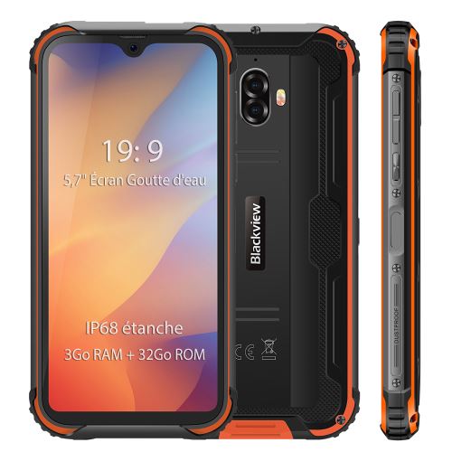 Blackview BV5900 Smartphone IP68 étanche 32Go 5.7 écran 5580mAh Batterie NFC/GPS Téléphone 4G Incassable - Jaune