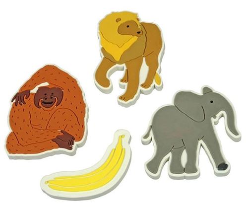 The Zoo aimants Tropical6 x 3,5 cm orange/gris 4-pièces