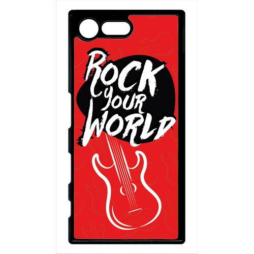 Coque xperia x compact mini rock your world fond rouge