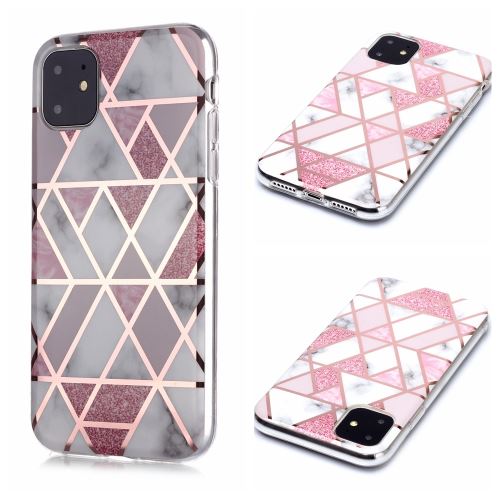 Coque en TPU motif marbre or rose imd blanc/rose pour votre Apple iPhone 11 6.1 pouces