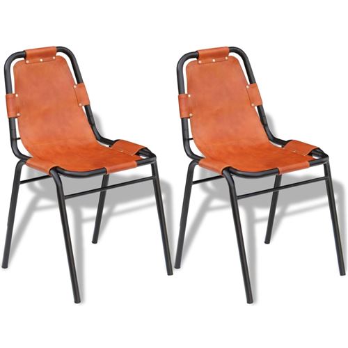 vidaXL Chaises de salle à manger 2 pièces 59 x 44 x 89 cm Marron Cuir