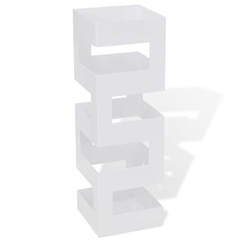 vidaXL Blanc Carré Porte-parapluie Stockage pour cannes bâtons Acier 48,5 cm