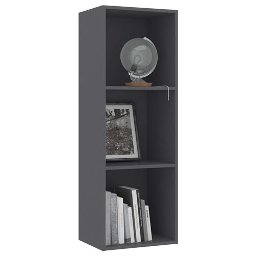 vidaXL Bibliothèque à 3 niveaux Gris 40x30x114 cm Aggloméré