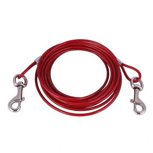 Meilleurs prix pour Corde de traction Longue laisse de chien de fil d'acier en plein air camping pique-nique 5mmx5m (rouge)