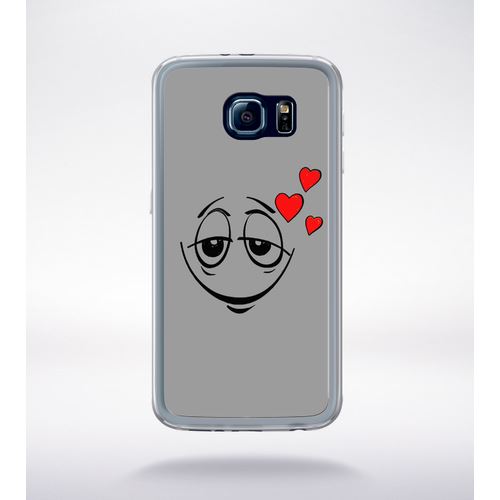Coque Smiley Amoureux Fond Gris Compatible Samsung Galaxy S6 Transparent