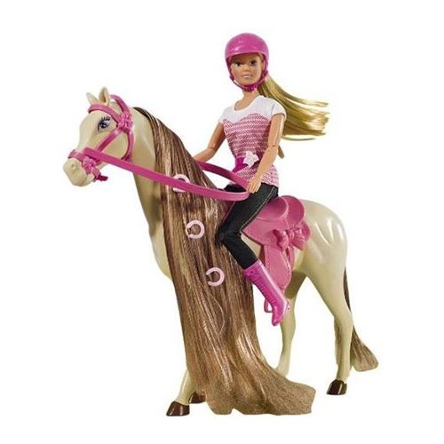 Poup&eacute;e Steffi Sur Son Cheval Sp&eacute;cial &Eacute;quitation