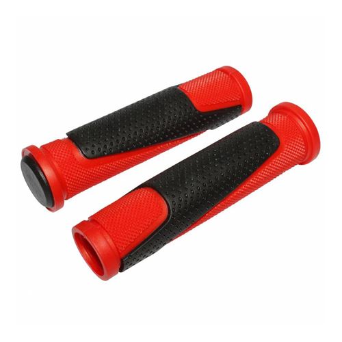 Poignee vtt newton bi-matiere rouge-noir l130mm (paire)