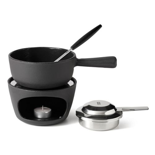 Service à fondue chocolat et fromage 1 fourchette noir/inox Stockli 8569.80