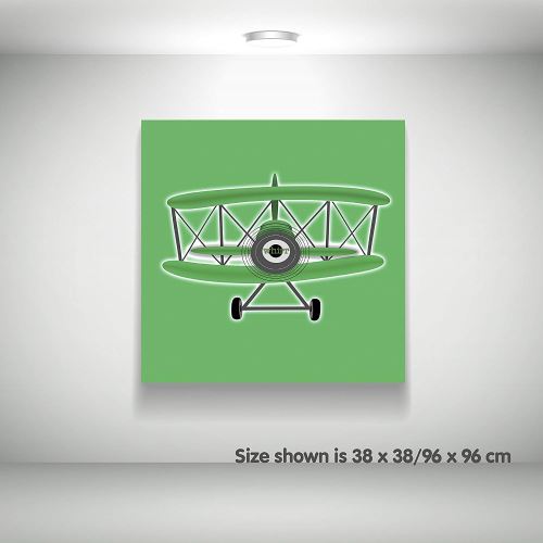 Feel Good Art Toile sur Cadre Art Mural de Style Moderne/Illustratif Avion de Sport d'Époque Vert 51 x 51 x 4 cm Grand