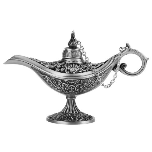 Pot De Lampe Aladdin Rétro Magie Souhaitant Collectable (Argent)