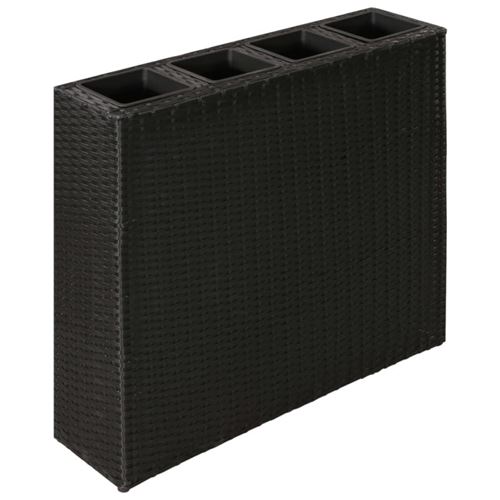vidaXL Jardinière d'extérieur avec 4 pots Résine tressée Noir