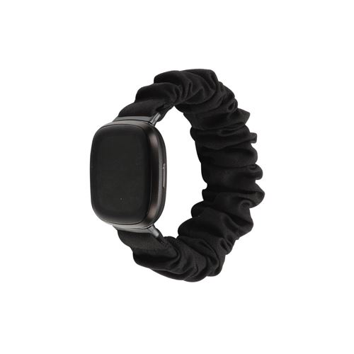Bracelet en toile élastique pour Fitbit Versa 3 / Sense - Noir(Taille S)