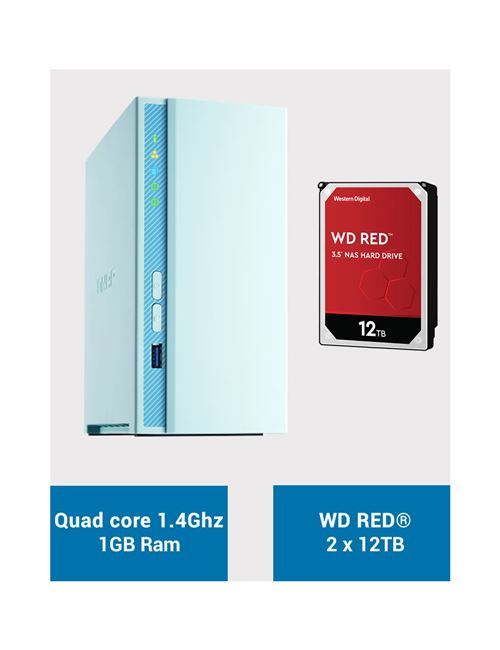 QNAP TS-230 Serveur NAS WD RED 24To (2x12To)