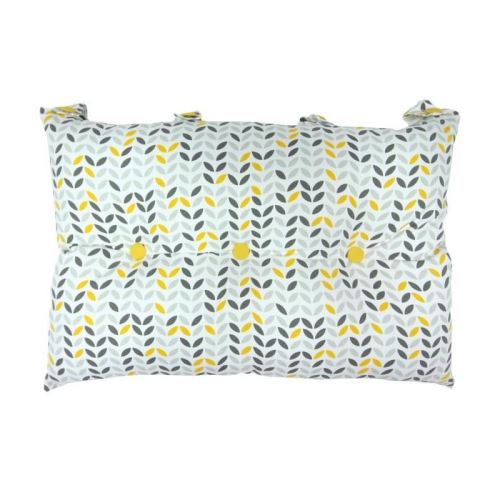 Tete de lit coussin 100% coton imprimé MISTIGRI - 50x70 cm - Gris, jaune et blanc